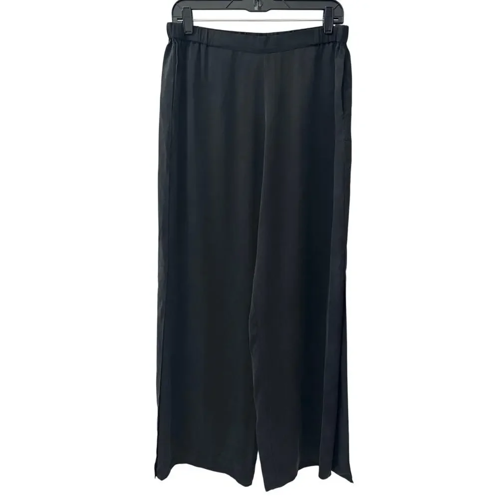 Lunya Split Leg High Rise Washable Silk Pants Immersed Black Size Large - Picture 5 of 12
